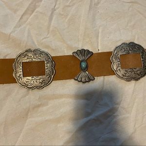 Brown and Silver Leather Belt